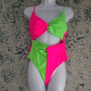 Vibrant Cutout Swimsuit with Knot Design